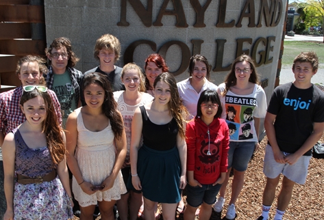 Nayland College students who have earned a scholarship for tertiary study next year, from left; Bonnie Brown, Marley Richards, Greg Williams, Michaela Matenga, Hayden de Jong, Ashleigh Rae, Jessica Edwards, Anna Lineham, Giselle Colman, Kate Pham, Annelies Griemink and Zaimon Sansom. Photo: Andrew Board.