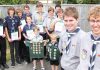 Queen Scout’s Shaun Honor and Ben Sutton, far right, with some local scouts that have earned awards from left; Jamie Kunzli, Logan Williams, Simon Wynne-Jones, Tom Robinson and Richard Horne, all of the Iron Duke Sea Scouts. Jonathan Growcott of Enner Glynn, Sam Harrison of Brightwater, Culainn Wadsworth of Riwaka, Tim Green, Sam Burke and Oliver Burke, all of Wakefield. Photo: Andrew Board.