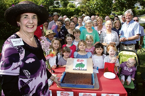 Rosemary Bygate celebrates Neighbours Day Aotearoa with fellow residents of Champion Terrace during their annual street party on Sunday. Photo: Sinead Ogilvie.
