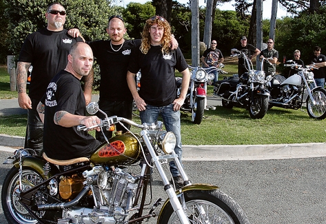 Members of the Nelson Custom Motorcycle Club from left; Tyron Penno, Brendan Benjamin, Miki Djukanovic and Steve Wood.