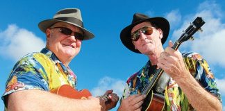 Ron Kjestrup and Terry Telford from the Ukes of Hazard will play a fundraising concert for Tracey Lynch and Steve Garnett. Photo: Phillip Rollo.