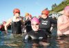 Swimmers get ready for the start of the first race of the Port Nelson Sea Swim series that began at the Nelson Yacht Club last Thursday. Photo: Simon Bloomberg.