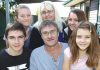 Mike Corkill, centre, with his wife and children from left; Liam, 17, Brittany, 14, Julie-Ann, Cassie, 21, and Teigan, 9. Absent is Mike's eldest son Ethan, 19. Photo: Andrew Board.