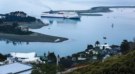 The Interislander ferry Kaitaki arrived in to Nelson around 7am on Sunday morning. It will remain at Port Nelson for six days as it gets an engine overhaul and undergoes other repairs. Photo: Phillip Rollo.