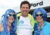 Former All Black captain and Blue September ambassador, Buck Shelford, with Amy Jenner of Rai Valley and Lyn Boulton from Nelson, at the MS Ford fun run. Photo: Andrew Board.